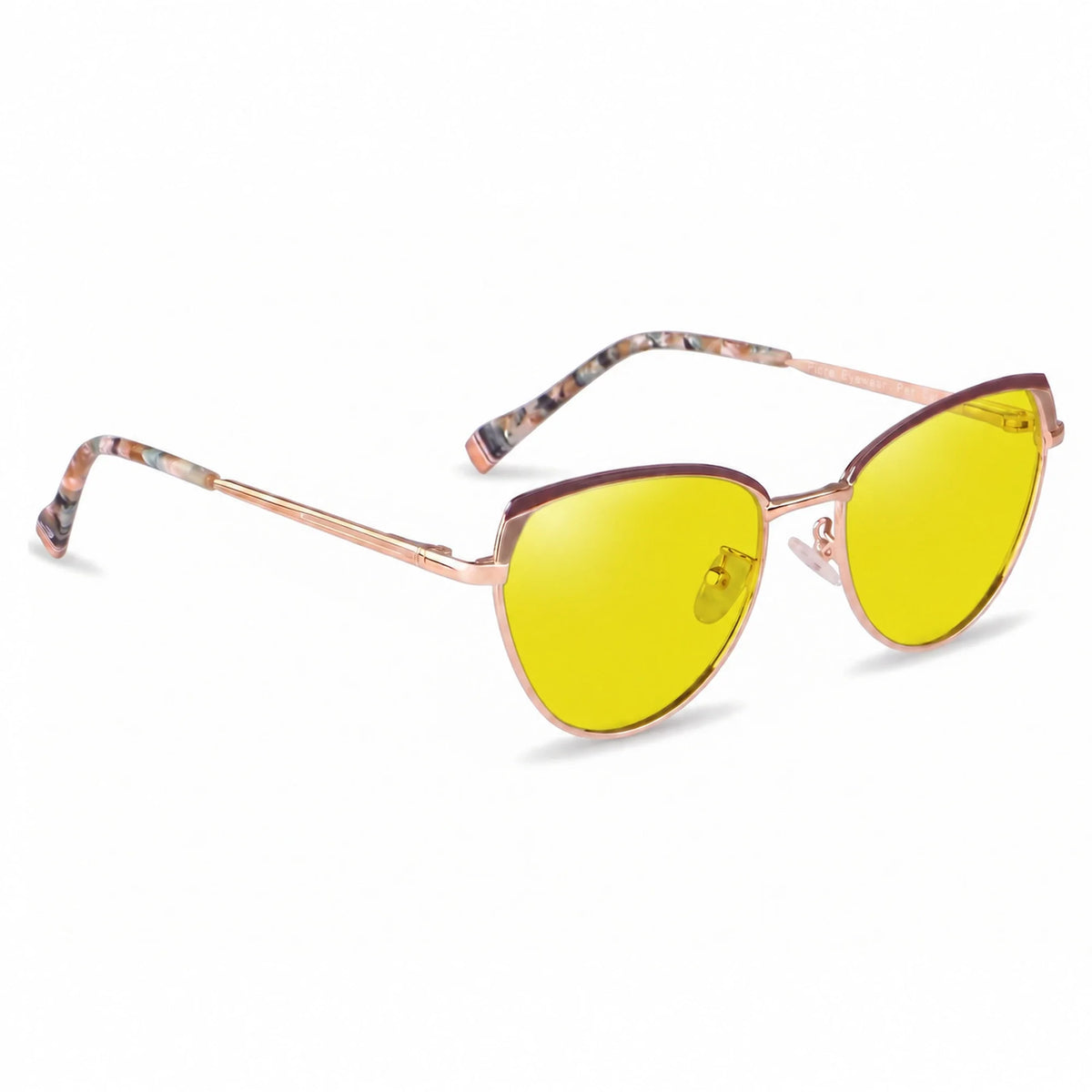 Lentes de sol Fiore 3983 Dorado con cristal amarillo polarizado UV400, vista en tres cuartos para mujer #color_amarillo