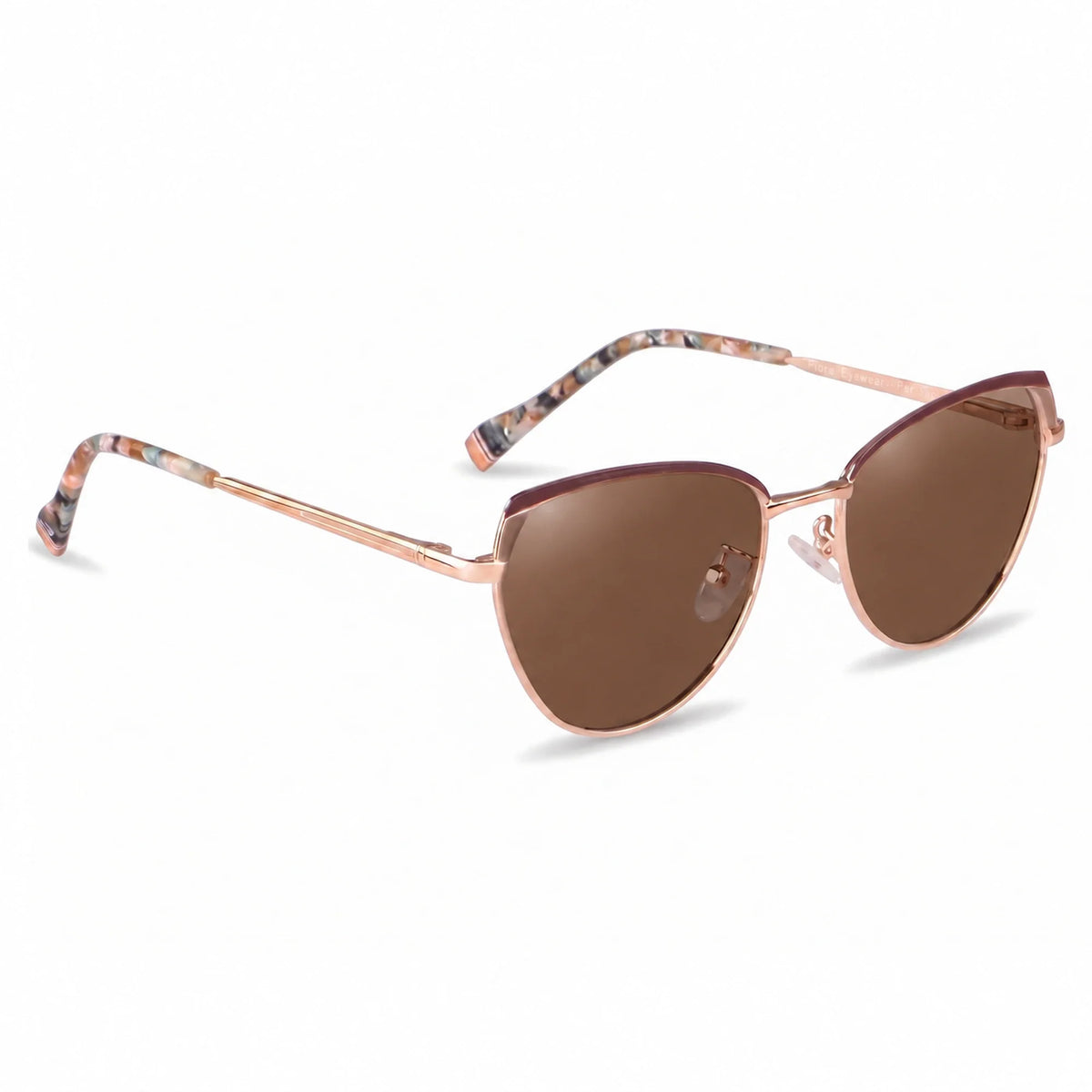 Lentes de sol Fiore 3983 Dorado con cristal café polarizado UV400, vista en tres cuartos para mujer #color_cafe