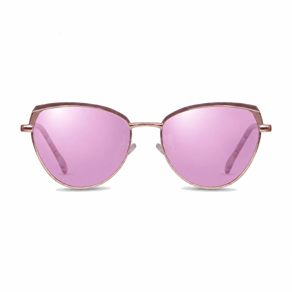 Lentes de sol Fiore 3983 Dorado con cristal espejado rosado polarizado UV400, vista frontal para mujer #color_espejado-rosado #foto_frontal