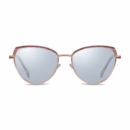 Lentes de sol Fiore 3983 Dorado con cristal espejado silver polarizado UV400, vista frontal para mujer #color_espejado-silver #foto_frontal