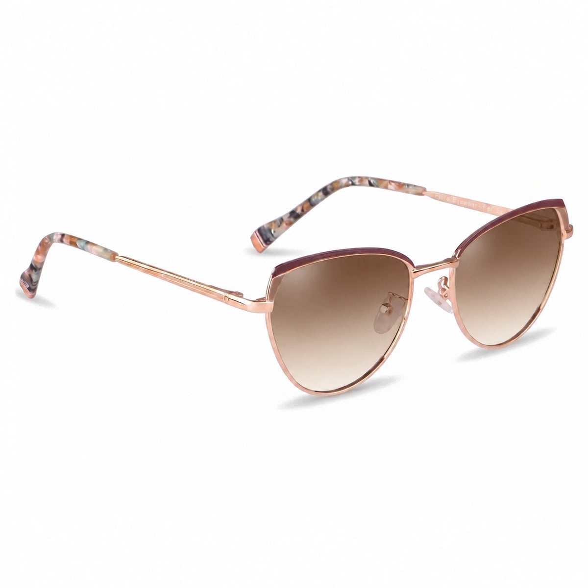 Lentes de sol Fiore 3983 Dorado con cristal gradiente café polarizado UV400, vista en tres cuartos para mujer #color_gradiente-cafe