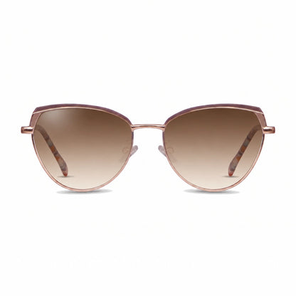 Lentes de sol Fiore 3983 Dorado con cristal gradiente café polarizado UV400, vista frontal para mujer #color_gradiente-cafe #foto_frontal