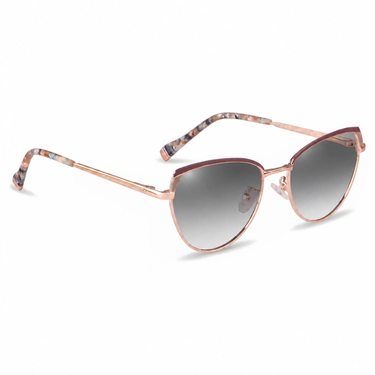 Lentes de sol Fiore 3983 Dorado con cristal gradiente gris polarizado UV400, vista en tres cuartos para mujer #color_gradiente-gris