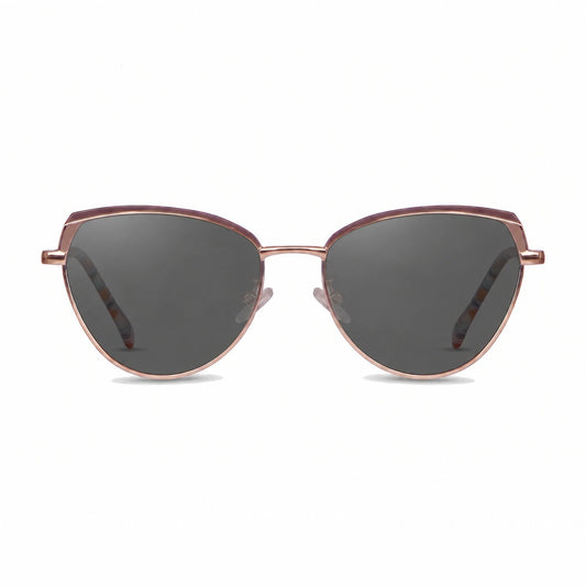 Lentes de sol Fiore 3983 Dorado con cristal negro polarizado UV400, vista frontal para mujer #color_negro #foto_frontal