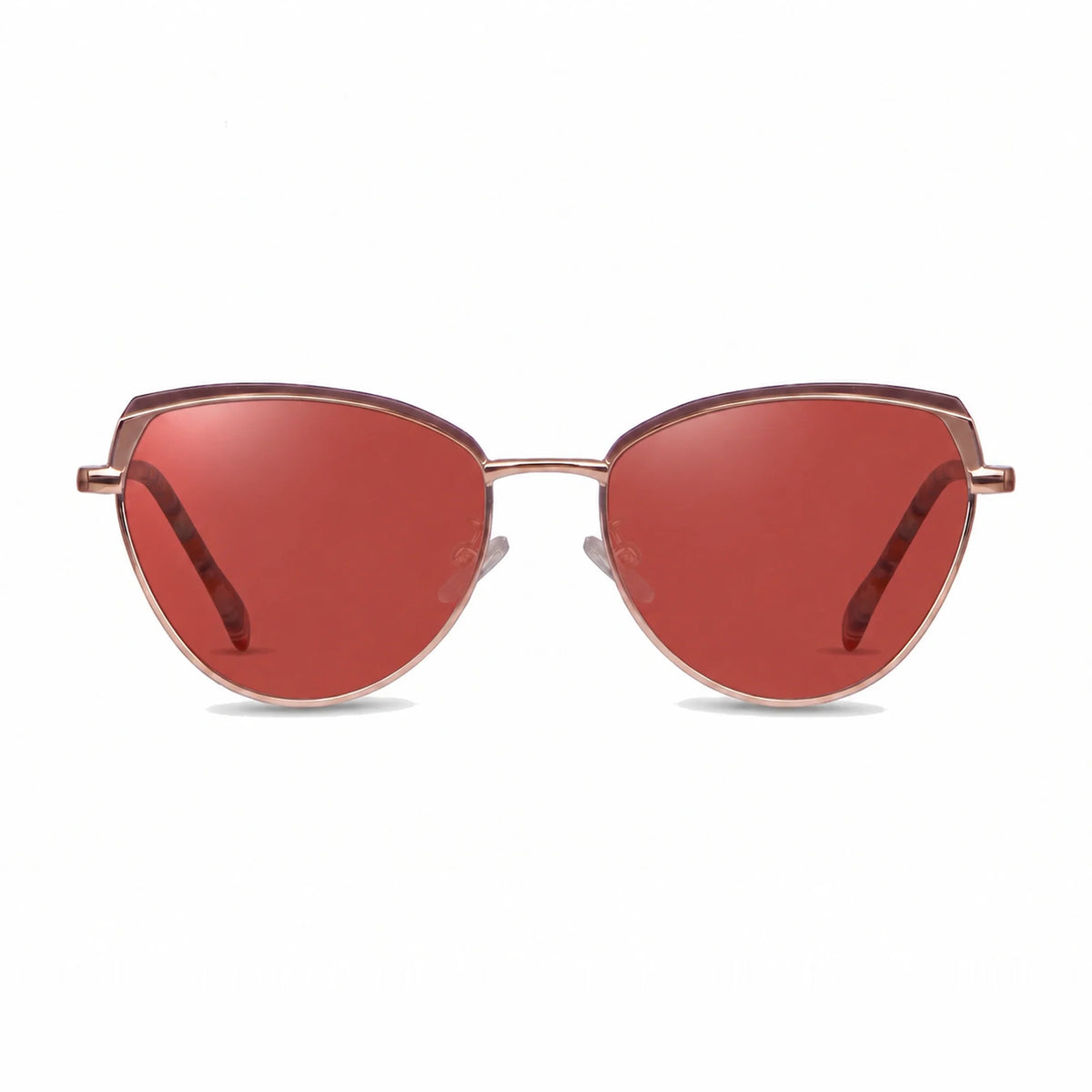 Lentes de sol Fiore 3983 Dorado con cristal rojo polarizado UV400, vista frontal para mujer #color_rojo #foto_frontal