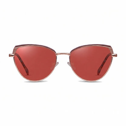 Lentes de sol Fiore 3983 Dorado con cristal rojo polarizado UV400, vista frontal para mujer #color_rojo #foto_frontal