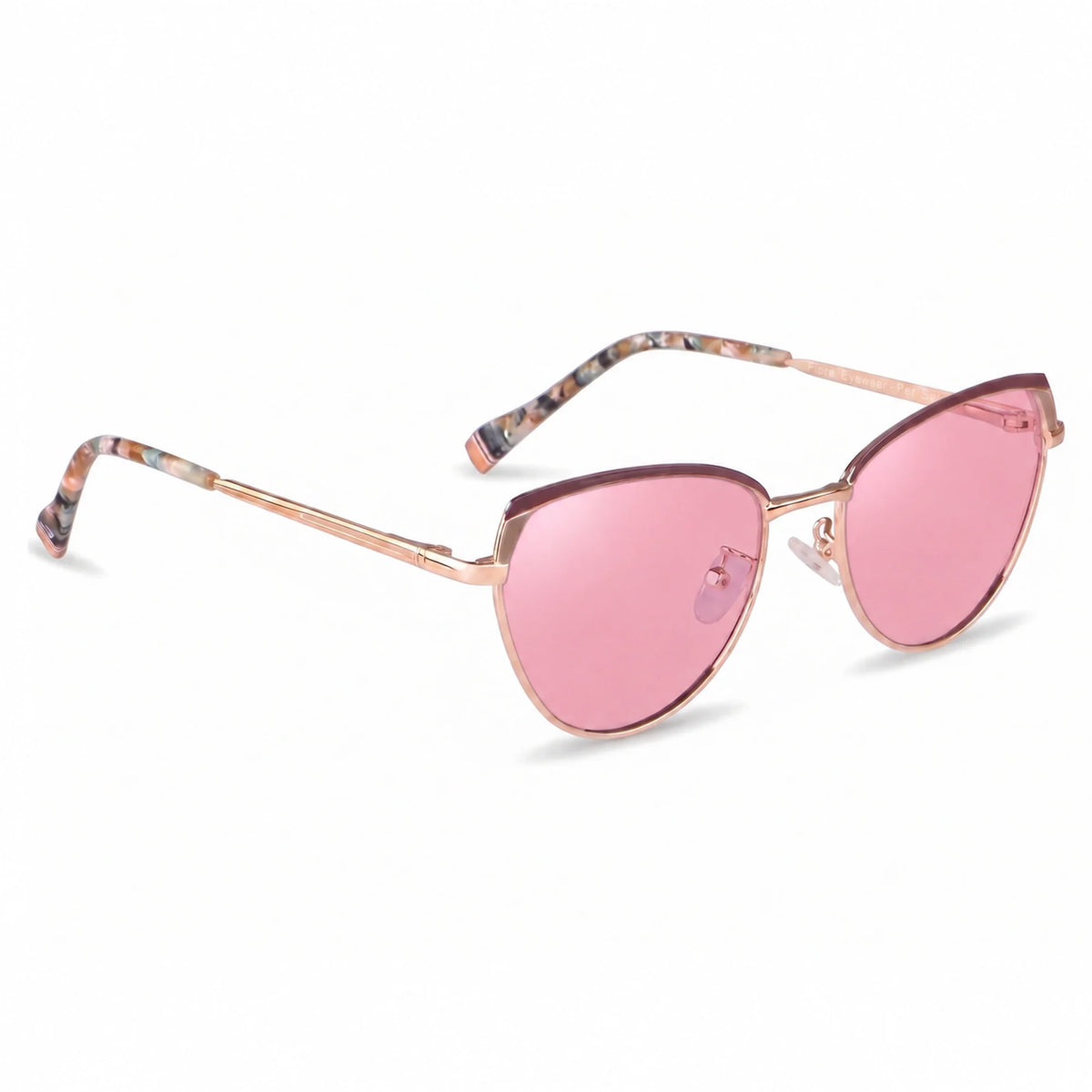 Lentes de sol Fiore 3983 Dorado con cristal rosado polarizado UV400, vista en tres cuartos para mujer #color_rosado