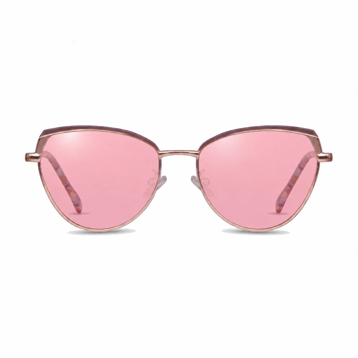 Lentes de sol Fiore 3983 Dorado con cristal rosado polarizado UV400, vista frontal para mujer #color_rosado #foto_frontal