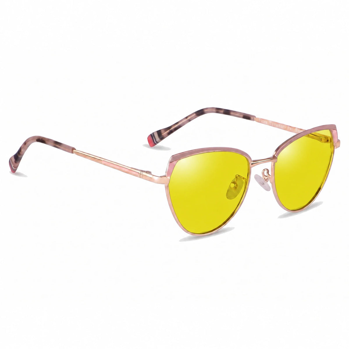 Lentes de sol Fiore 3983 Rosado con cristal amarillo polarizado UV400, vista en tres cuartos para mujer #color_amarillo