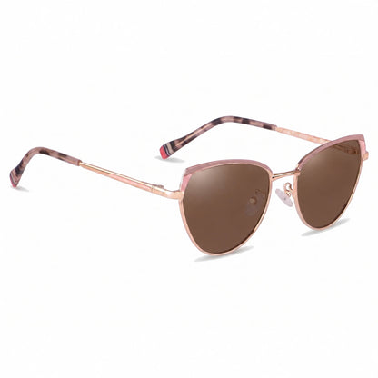 Lentes de sol Fiore 3983 Rosado con cristal café polarizado UV400, vista en tres cuartos para mujer #color_cafe