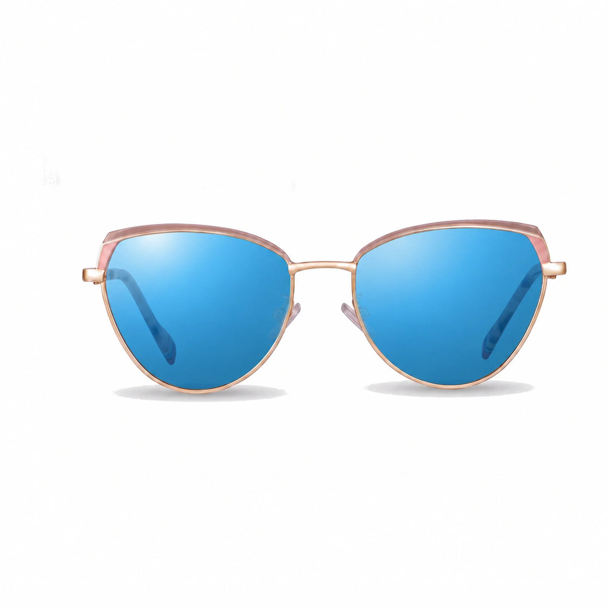 Lentes de sol Fiore 3983 Rosado con cristal espejado azul polarizado UV400, vista frontal para mujer #color_espejado-azul #foto_frontal