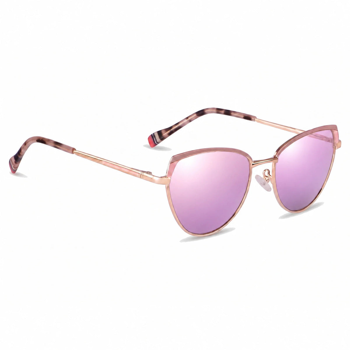 Lentes de sol Fiore 3983 Rosado con cristal espejado rosado polarizado UV400, vista en tres cuartos para mujer #color_espejado-rosado