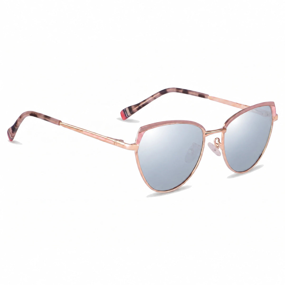 Lentes de sol Fiore 3983 Rosado con cristal espejado silver polarizado UV400, vista en tres cuartos para mujer #color_espejado-silver