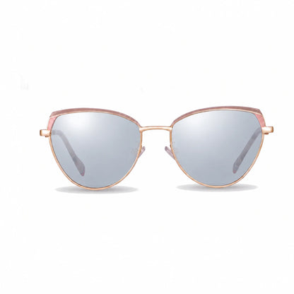 Lentes de sol Fiore 3983 Rosado con cristal espejado silver polarizado UV400, vista frontal para mujer #color_espejado-silver #foto_frontal