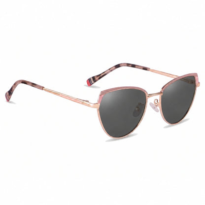 Lentes de sol Fiore 3983 Rosado con cristal negro polarizado UV400, vista en tres cuartos para mujer #color_negro