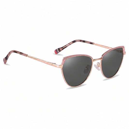 Lentes de sol Fiore 3983 Rosado con cristal negro polarizado UV400, vista en tres cuartos para mujer #color_negro