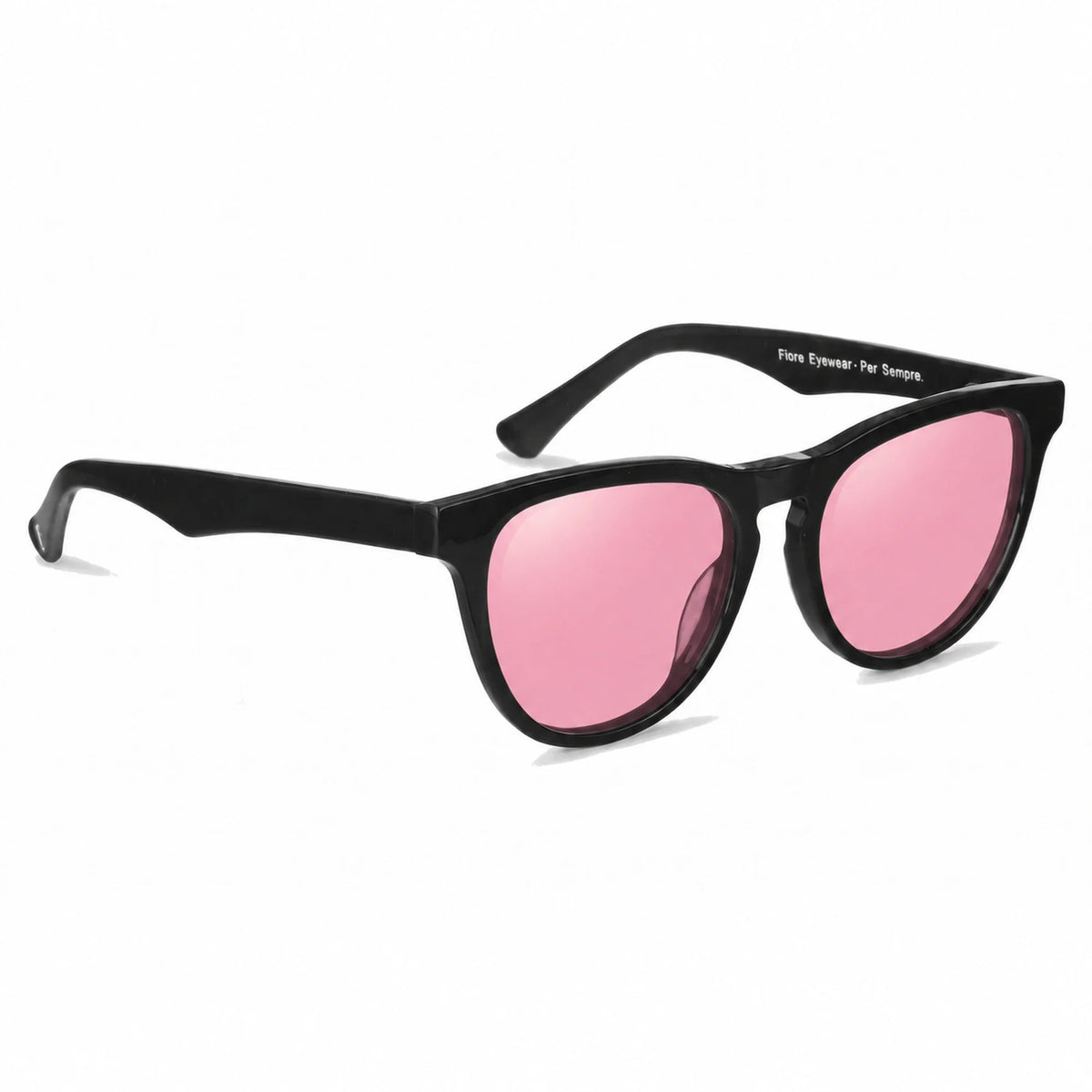 Lentes de sol Fiore 4488 Negro con cristal rosado polarizado UV400, vista en tres cuartos para hombre y mujer #color_rosado