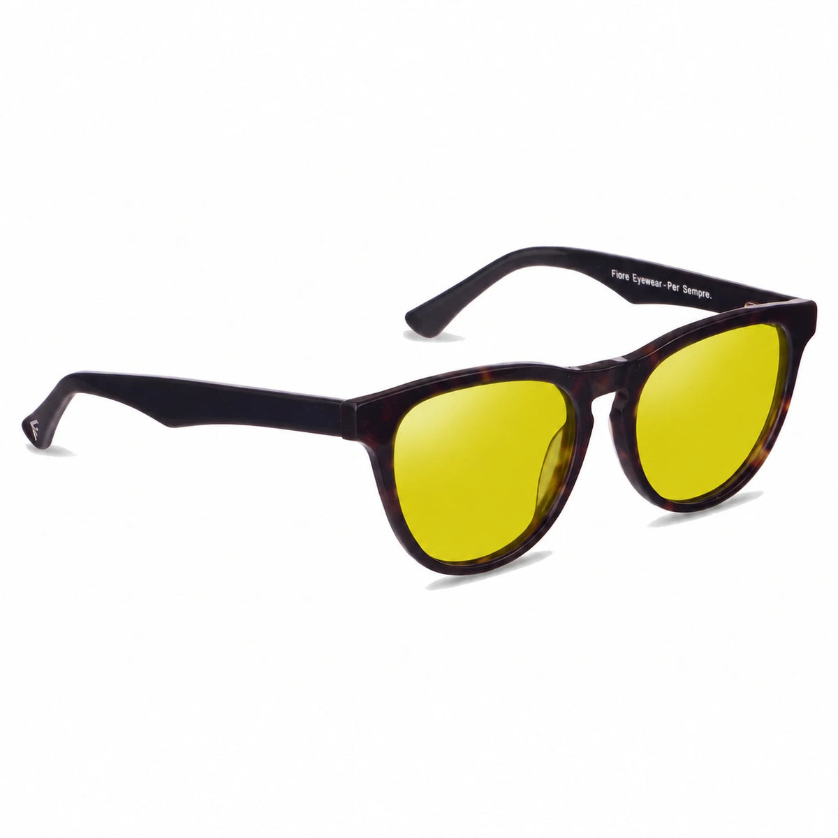 Lentes de sol Fiore 4488 Carey con cristal amarillo polarizado UV400, vista en tres cuartos para hombre y mujer #color_amarillo