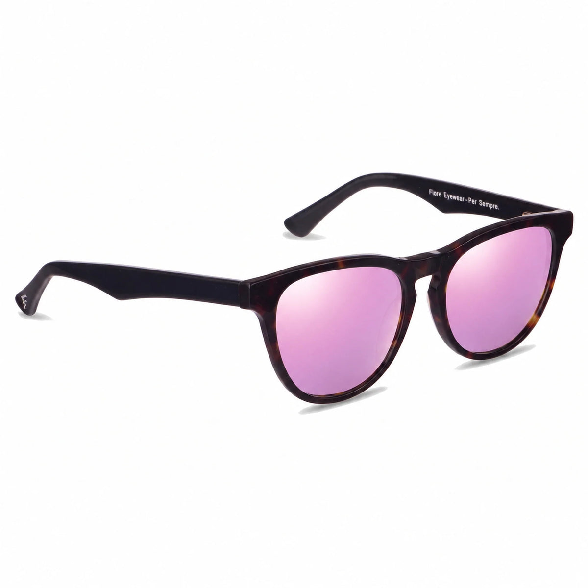 Lentes de sol Fiore 4488 Carey con cristal espejado rosado polarizado UV400, vista en tres cuartos para hombre y mujer #color_espejado-rosado