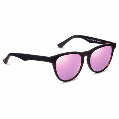 Lentes de sol Fiore 4488 Carey con cristal espejado rosado polarizado UV400, vista en tres cuartos para hombre y mujer #color_espejado-rosado