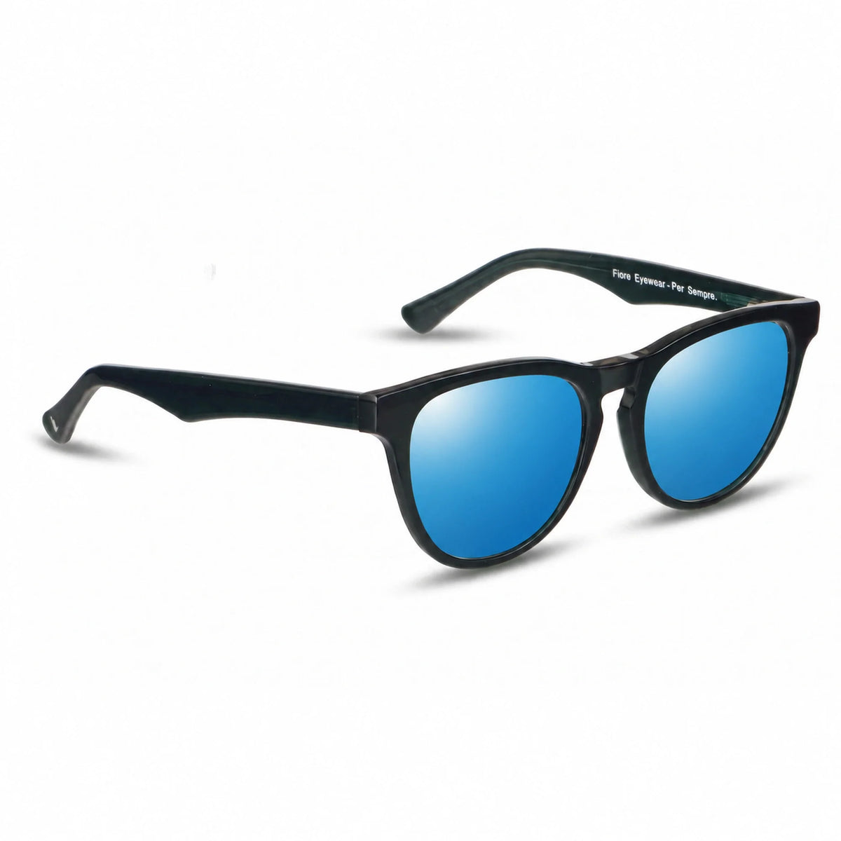 Lentes de sol Fiore 4488 Verde con cristal espejado azul polarizado UV400, vista en tres cuartos para hombre y mujer #color_espejado-azul
