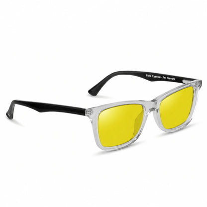 Lentes de sol Fiore 5228 Transparente con cristal amarillo polarizado UV400, vista en tres cuartos para hombre y mujer #color_amarillo