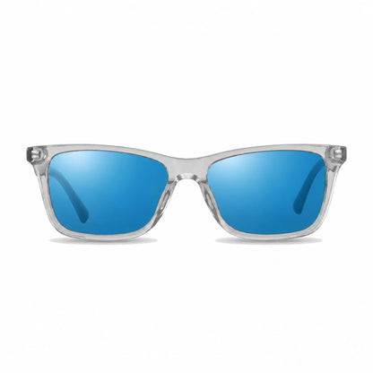 Lentes de sol Fiore 5228 Transparente con cristal espejado azul polarizado UV400, vista frontal para hombre y mujer #color_espejado-azul #foto_frontal