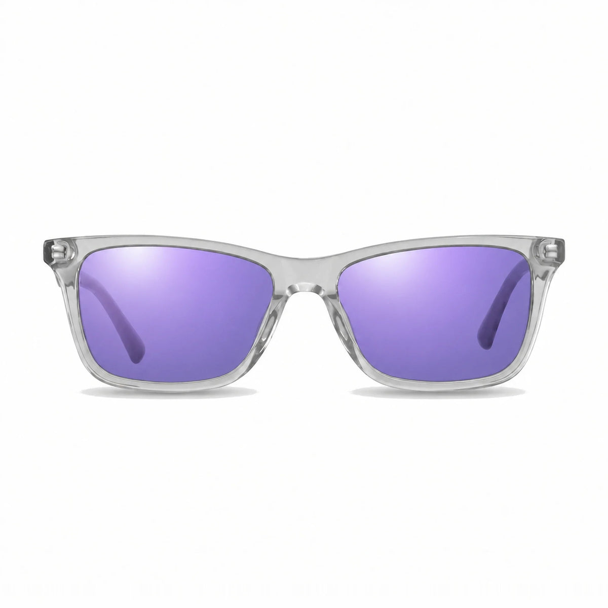 Lentes de sol Fiore 5228 Transparente con cristal espejado morado polarizado UV400, vista frontal para hombre y mujer #color_espejado-morado #foto_frontal