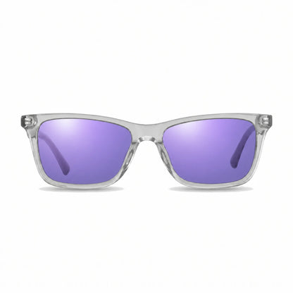Lentes de sol Fiore 5228 Transparente con cristal espejado morado polarizado UV400, vista frontal para hombre y mujer #color_espejado-morado #foto_frontal