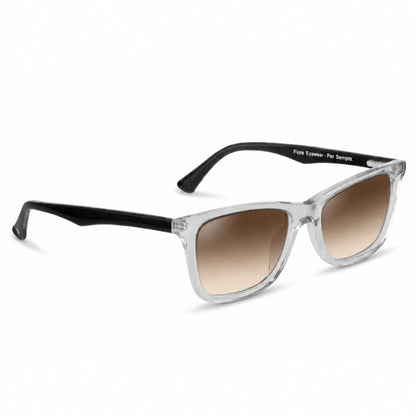 Lentes de sol Fiore 5228 Transparente con cristal gradiente café polarizado UV400, vista en tres cuartos para hombre y mujer #color_gradiente-cafe