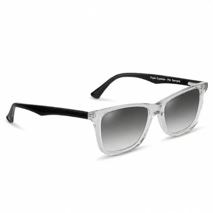 Lentes de sol Fiore 5228 Transparente con cristal gradiente gris polarizado UV400, vista en tres cuartos para hombre y mujer #color_gradiente-gris