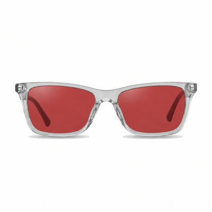 Lentes de sol Fiore 5228 Transparente con cristal rojo polarizado UV400, vista frontal para hombre y mujer #color_rojo #foto_frontal