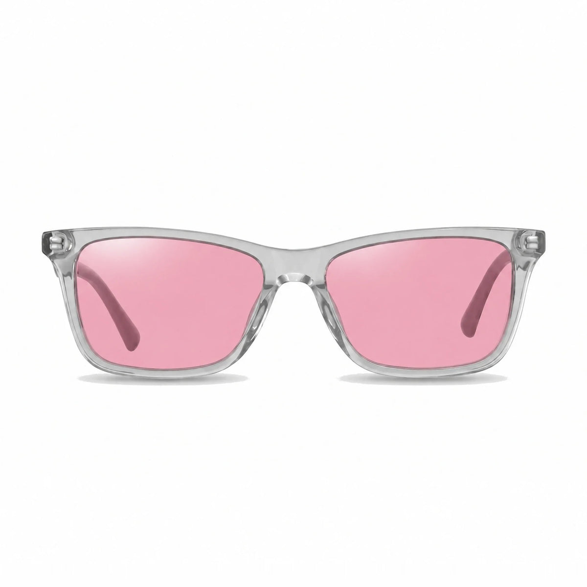 Lentes de sol Fiore 5228 Transparente con cristal rosado polarizado UV400, vista frontal para hombre y mujer #color_rosado #foto_frontal