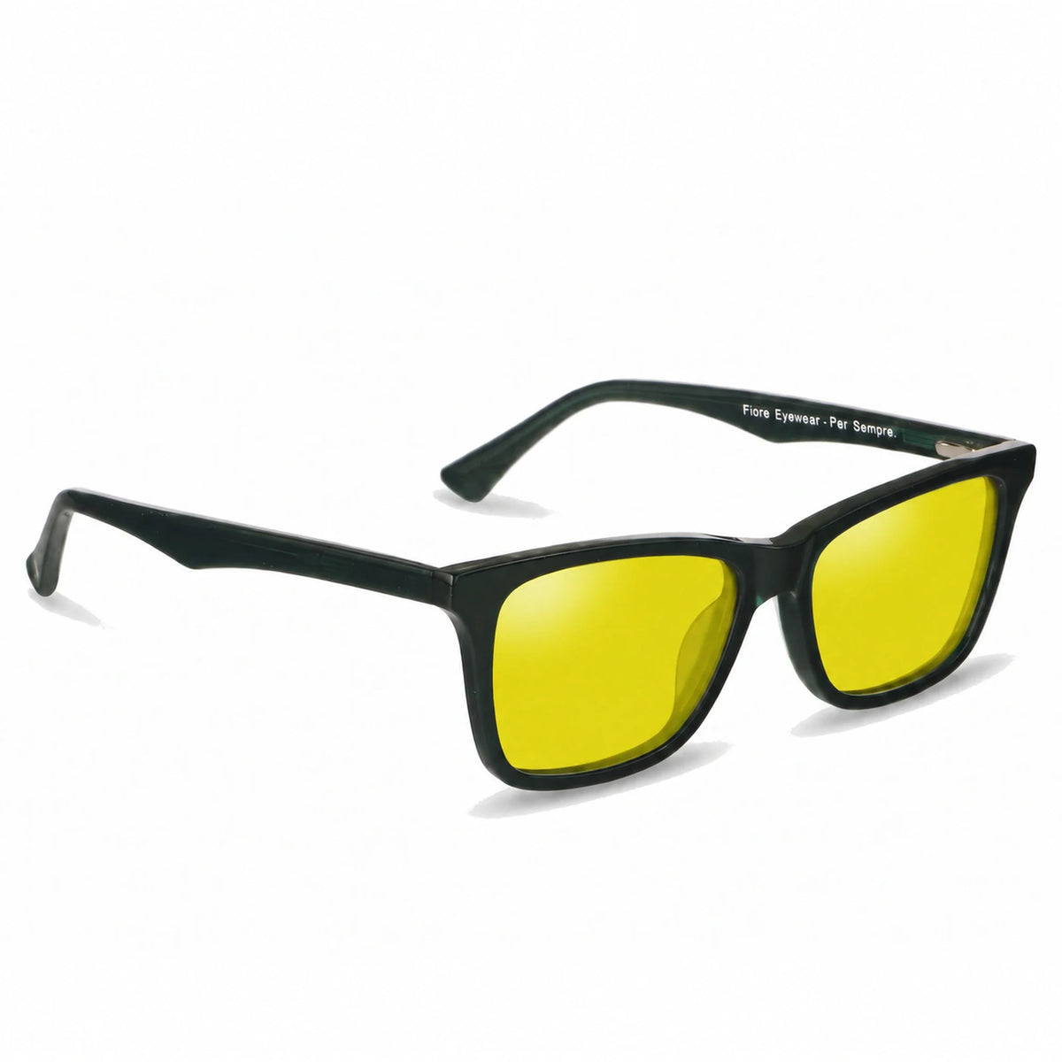 Lentes de sol Fiore 5228 Verde con cristal amarillo polarizado UV400, vista en tres cuartos para hombre y mujer #color_amarillo