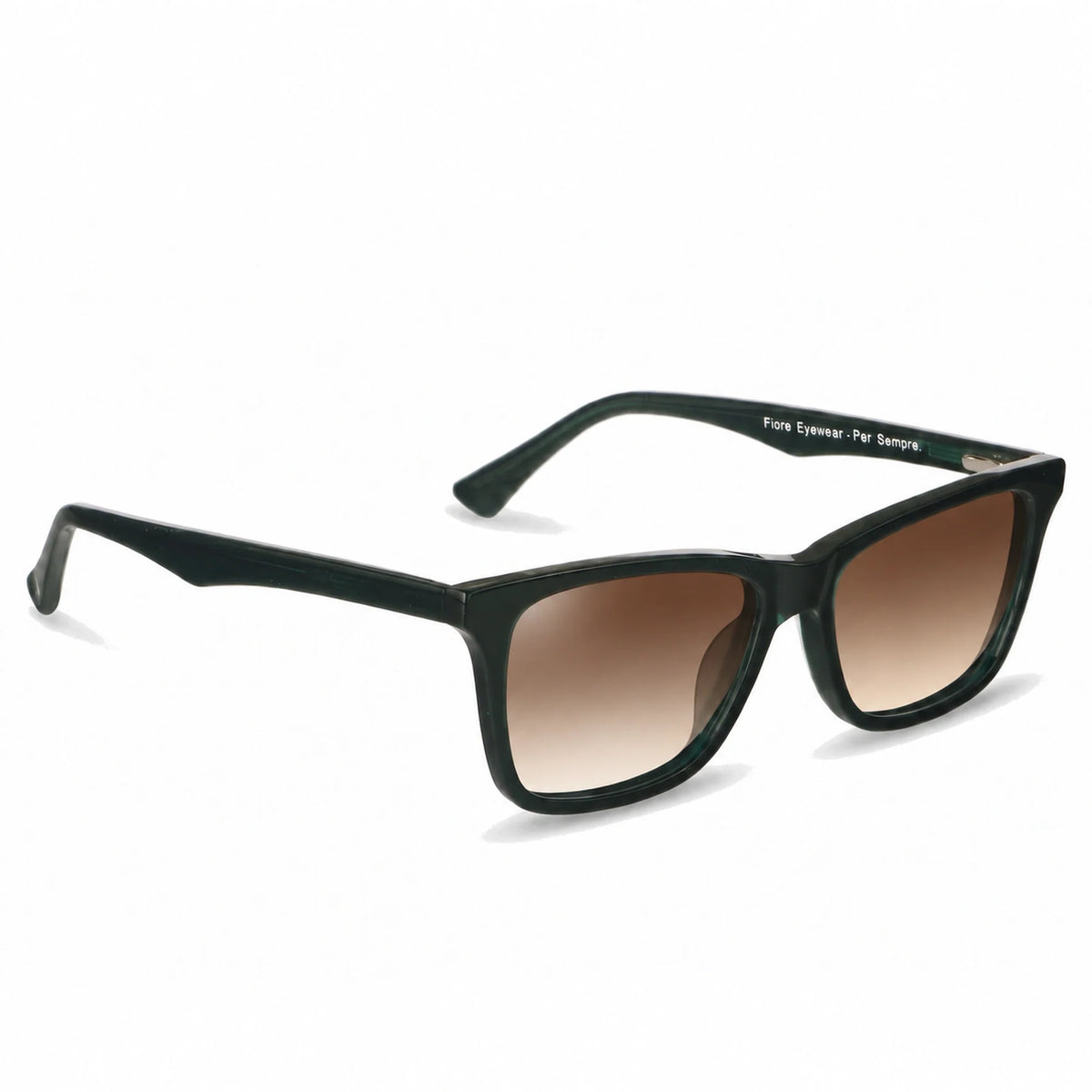 Lentes de sol Fiore 5228 Verde con cristal gradiente café polarizado UV400, vista en tres cuartos para hombre y mujer #color_gradiente-cafe