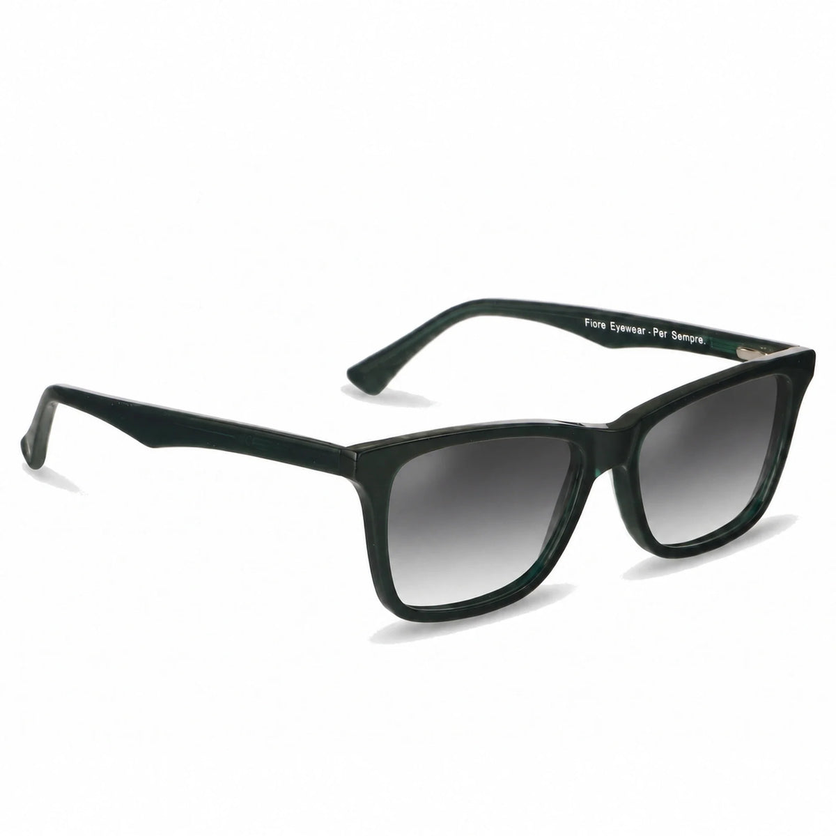 Lentes de sol Fiore 5228 Verde con cristal gradiente gris polarizado UV400, vista en tres cuartos para hombre y mujer #color_gradiente-gris