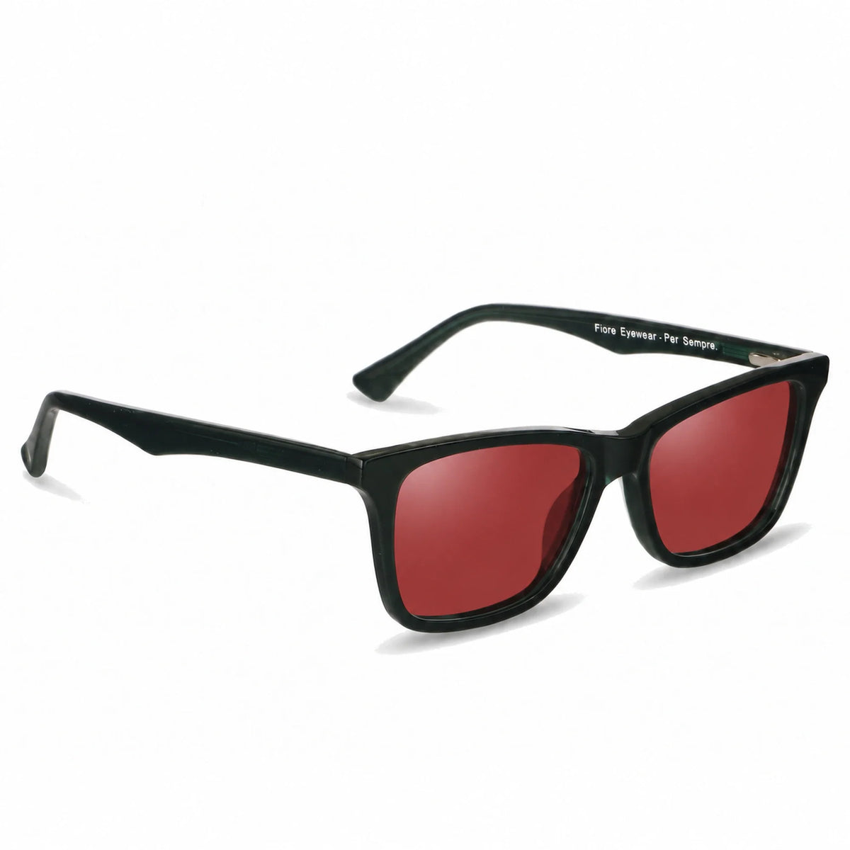Lentes de sol Fiore 5228 Verde con cristal rojo polarizado UV400, vista en tres cuartos para hombre y mujer #color_rojo