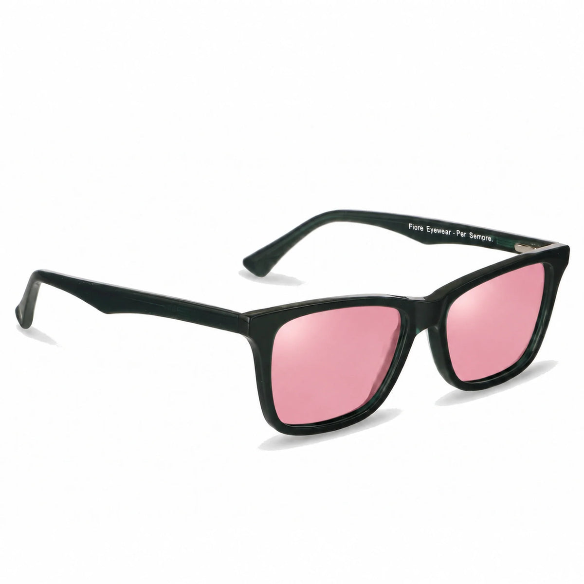 Lentes de sol Fiore 5228 Verde con cristal rosado polarizado UV400, vista en tres cuartos para hombre y mujer #color_rosado