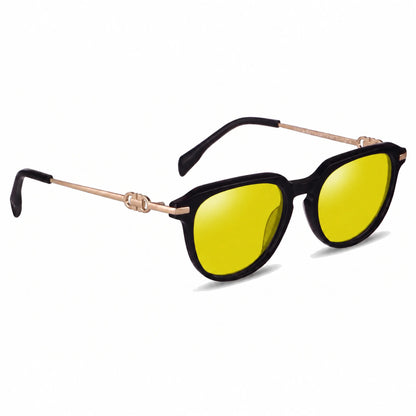 Lentes de sol Fiore 5409 Negro con cristal amarillo polarizado UV400, vista en tres cuartos para mujer #color_amarillo
