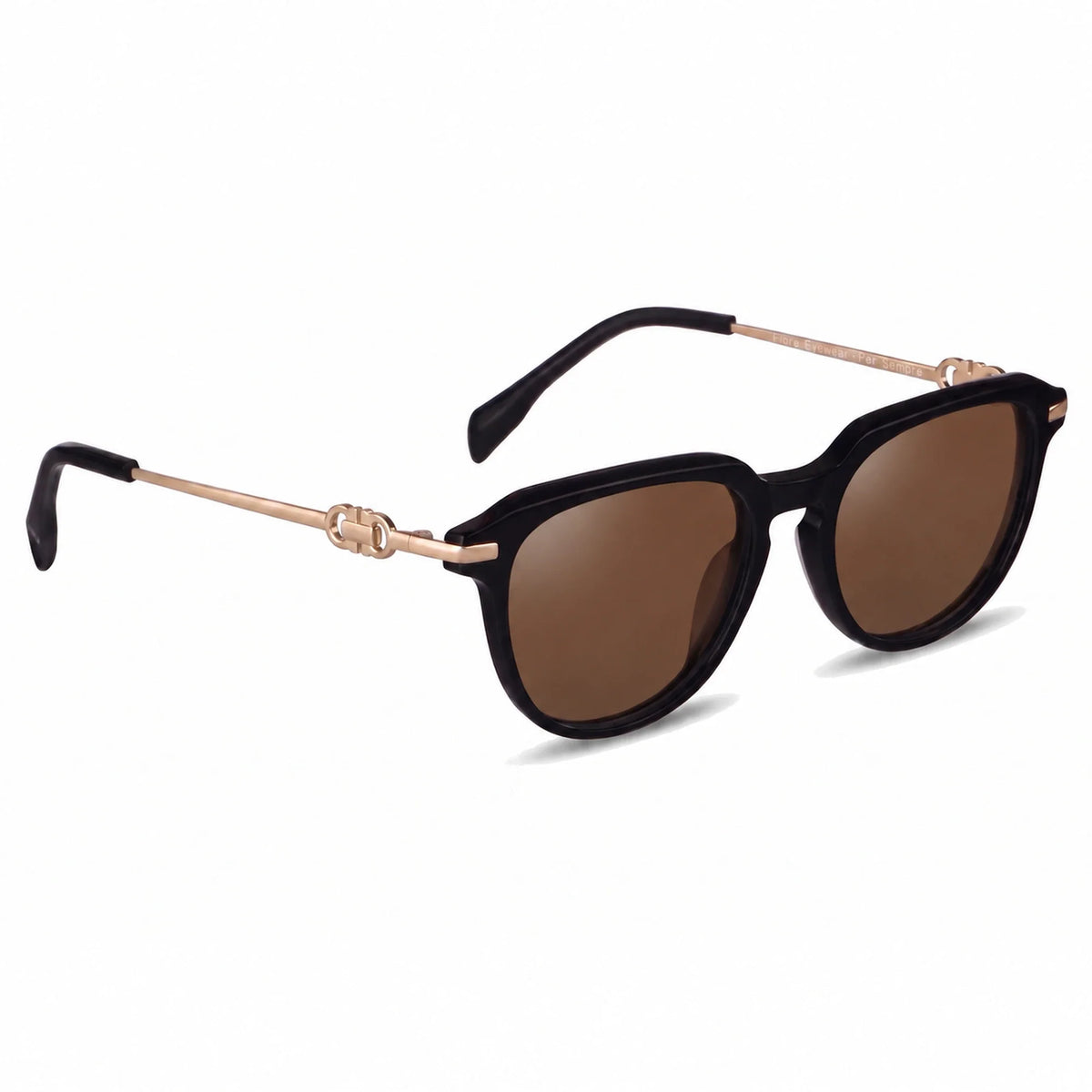 Lentes de sol Fiore 5409 Negro con cristal café polarizado UV400, vista en tres cuartos para mujer #color_cafe
