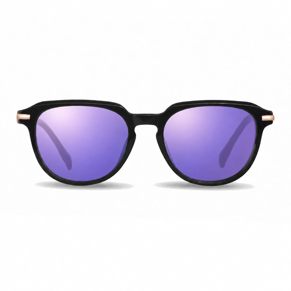 Lentes de sol Fiore 5409 Negro con cristal espejado morado polarizado UV400, vista frontal para mujer #color_espejado-morado #foto_frontal