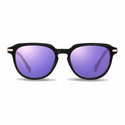 Lentes de sol Fiore 5409 Negro con cristal espejado morado polarizado UV400, vista frontal para mujer #color_espejado-morado #foto_frontal