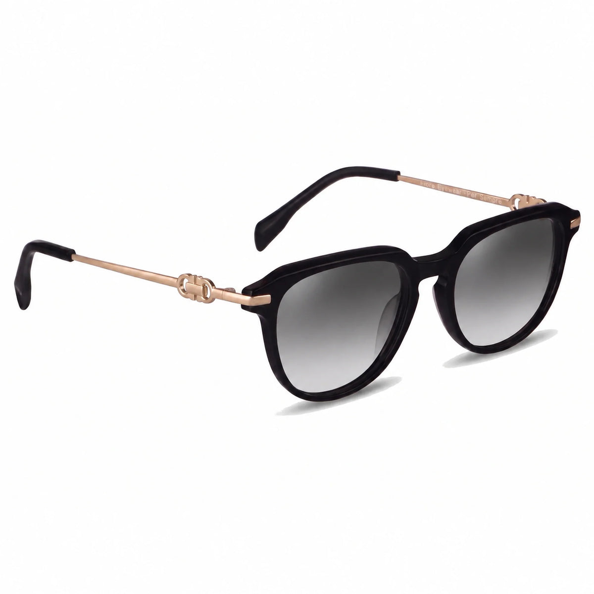Lentes de sol Fiore 5409 Negro con cristal gradiente gris polarizado UV400, vista en tres cuartos para mujer #color_gradiente-gris