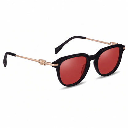 Lentes de sol Fiore 5409 Negro con cristal rojo polarizado UV400, vista en tres cuartos para mujer #color_rojo