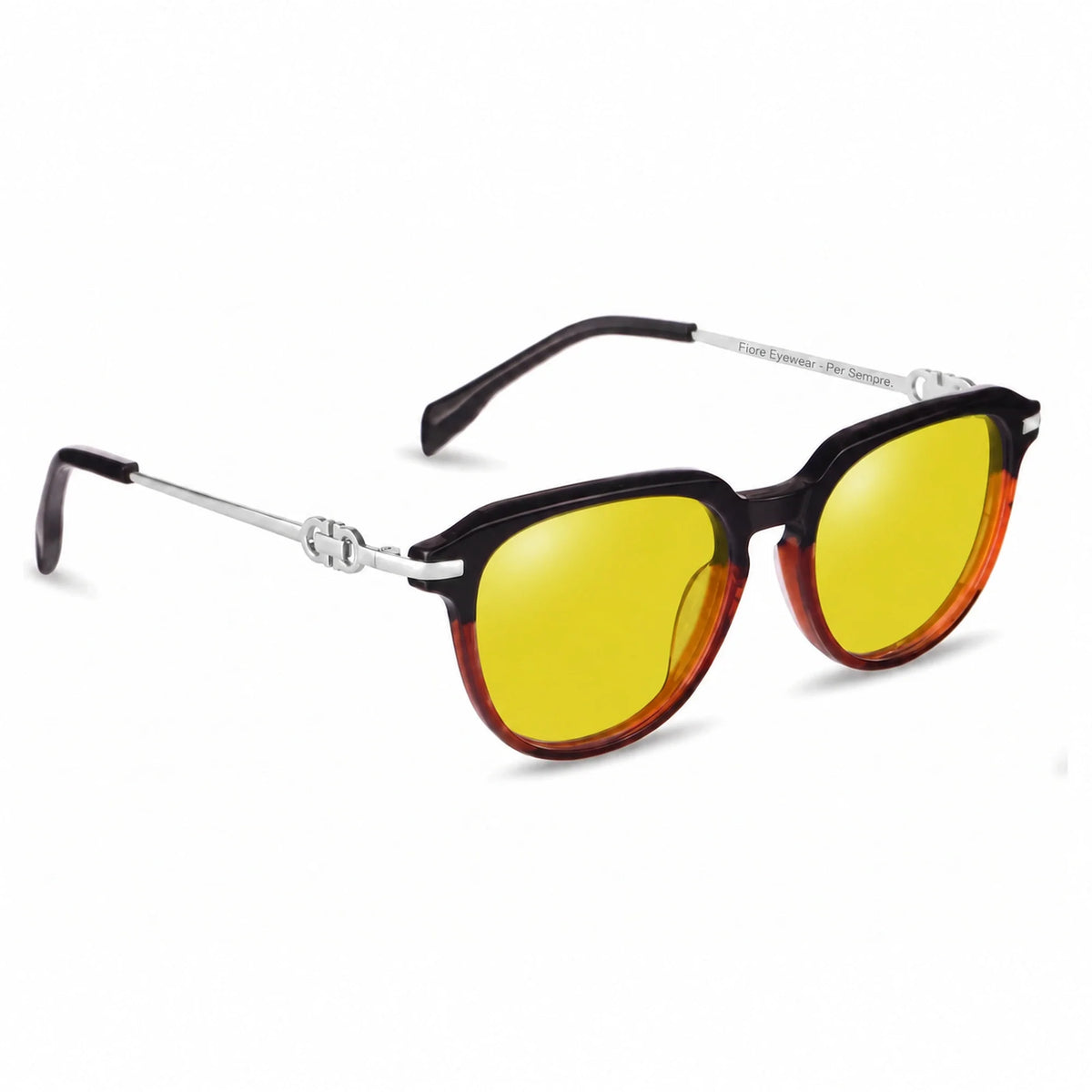 Lentes de sol Fiore 5409 Brown con cristal amarillo polarizado UV400, vista en tres cuartos para mujer #color_amarillo
