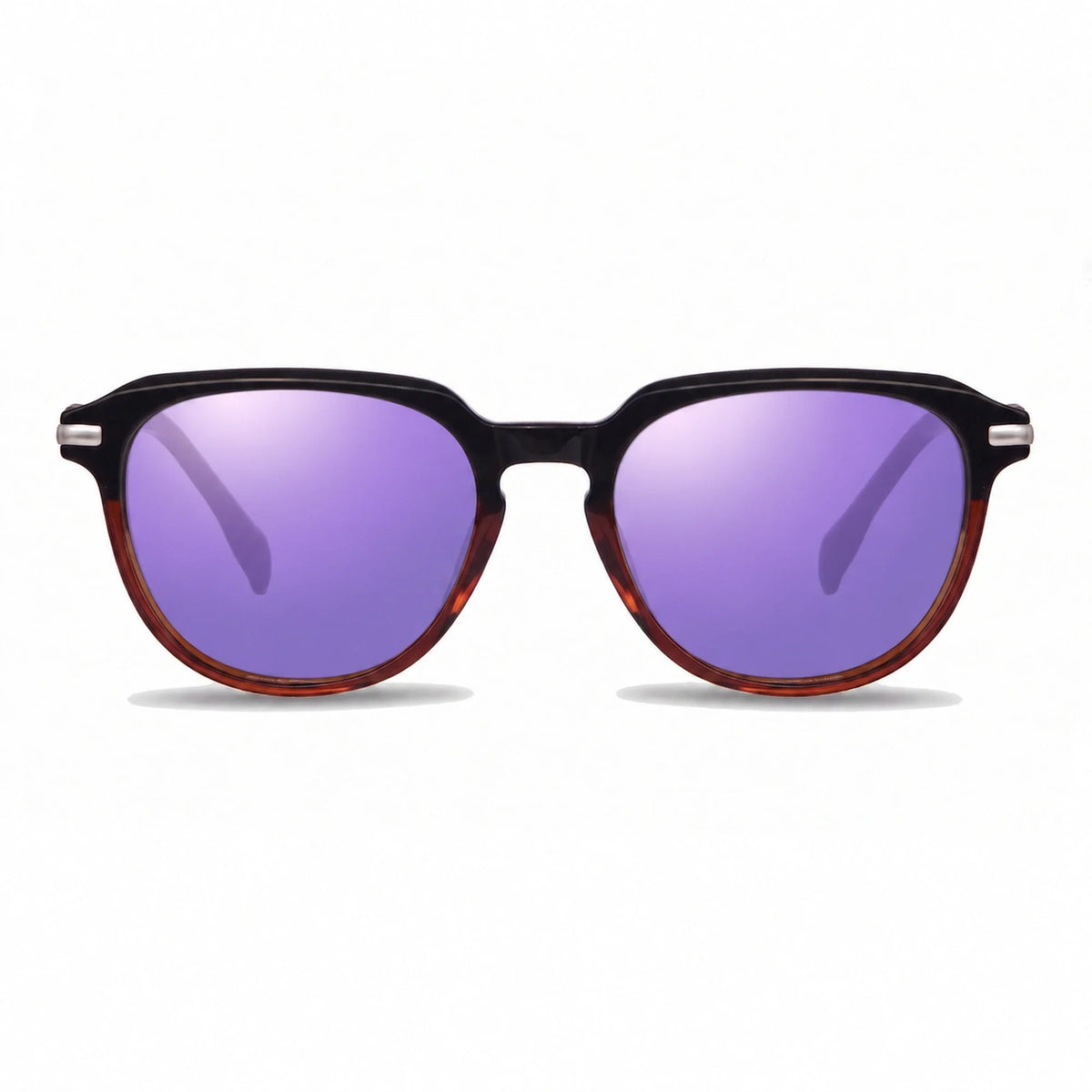 Lentes de sol Fiore 5409 Brown con cristal espejado morado polarizado UV400, vista frontal para mujer #color_espejado-morado #foto_frontal