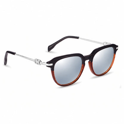 Lentes de sol Fiore 5409 Brown con cristal espejado silver polarizado UV400, vista en tres cuartos para mujer #color_espejado-silver