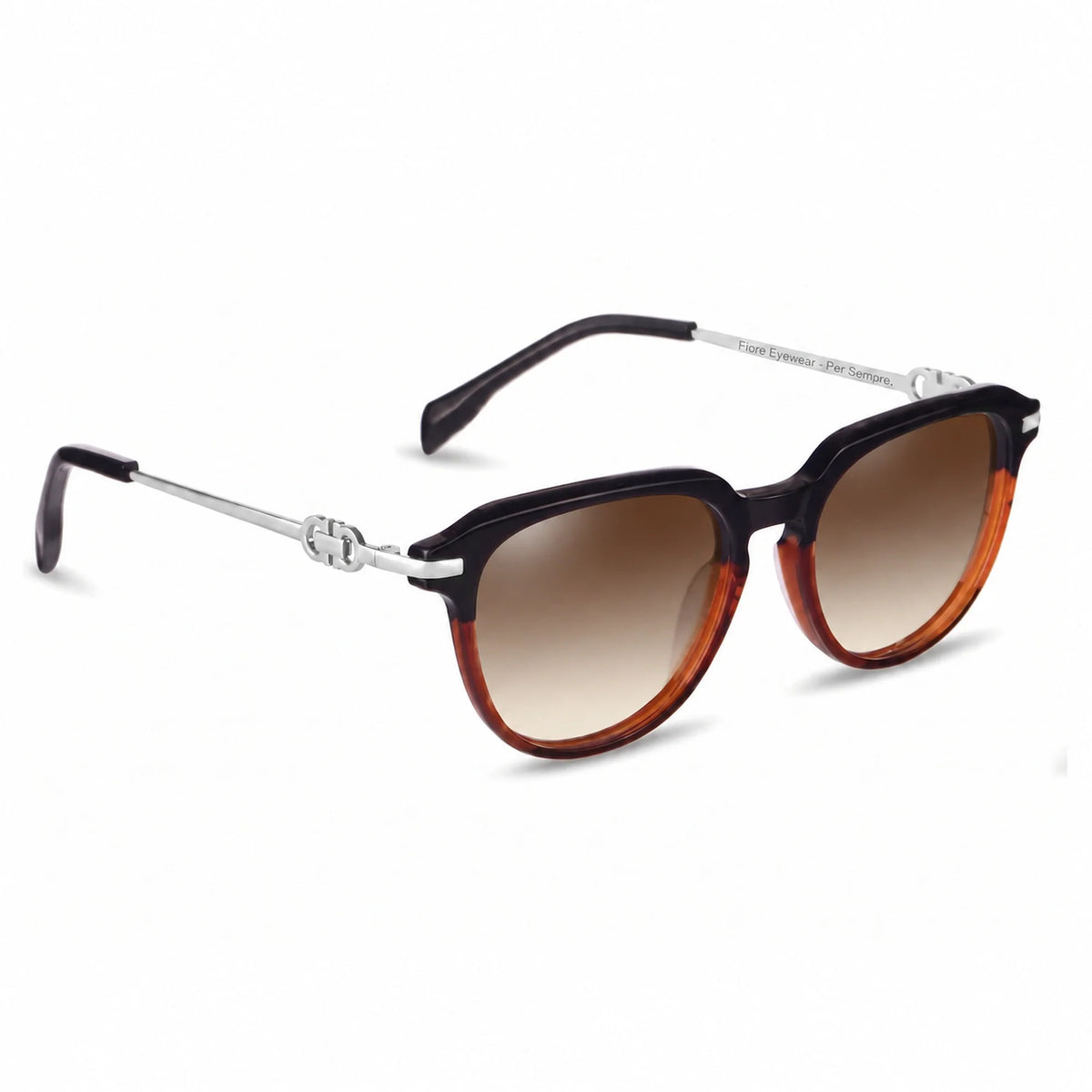Lentes de sol Fiore 5409 Brown con cristal gradiente café polarizado UV400, vista en tres cuartos para mujer #color_gradiente-cafe