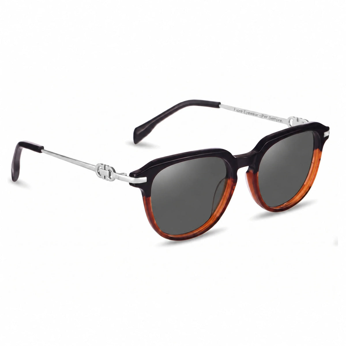 Lentes de sol Fiore 5409 Brown con cristal negro polarizado UV400, vista en tres cuartos para mujer #color_negro