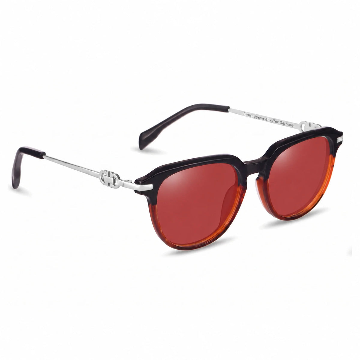 Lentes de sol Fiore 5409 Brown con cristal rojo polarizado UV400, vista en tres cuartos para mujer #color_rojo